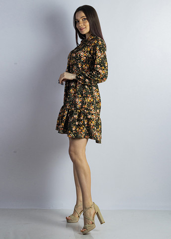 Оливковое (хаки) кэжуал платье клеш Time of Style с цветочным принтом