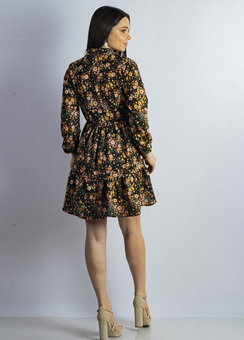Оливковое (хаки) кэжуал платье клеш Time of Style с цветочным принтом
