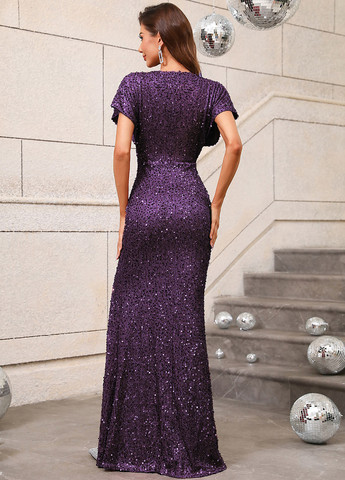 Фиолетовое праздничный, вечернее платье силуэтная SHEIN однотонное