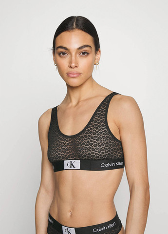 Чёрный бралетт бюстгальтер Calvin Klein без косточек трикотаж, хлопок