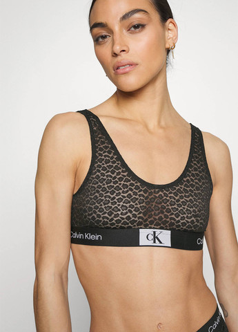 Чёрный бралетт бюстгальтер Calvin Klein без косточек трикотаж, хлопок