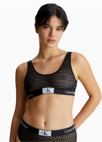 Чёрный бралетт бюстгальтер Calvin Klein без косточек трикотаж, хлопок