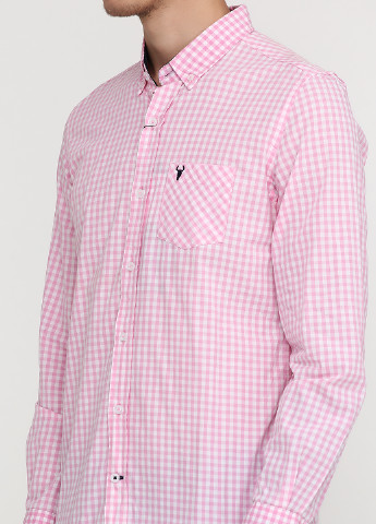 Светло-розовая кэжуал рубашка в клетку Яavin с длинным рукавом