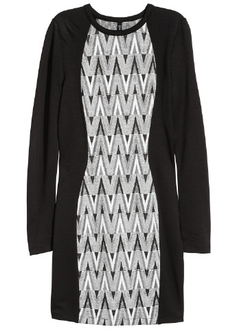 Черно-белое кэжуал платье футляр H&M с рисунком
