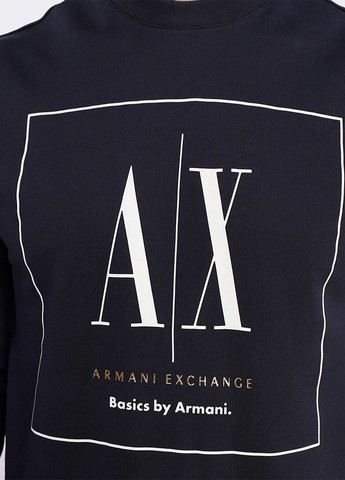 Темно-синий свитшот Armani Exchange логотип без декора (365686671)