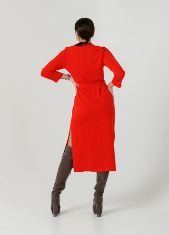 Красное кэжуал платье so-78288-red на запах Alpama однотонное
