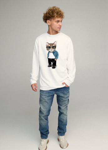 Білий світшот чоловічий oversize /no flis/ YAPPI малюнок (251791385)
