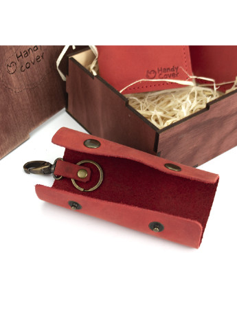 Жіночий подарунковий набір в коробці №46 червоний (ключниця, обкладинка на документи і паспорт) HandyCover (227723567)