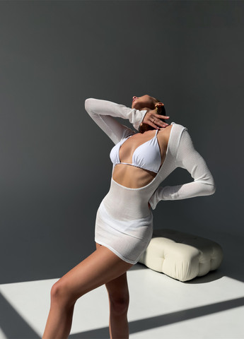 Білий літній купальник (ліф, трусики, туніка) бікіні, роздільний NOVA VEGA