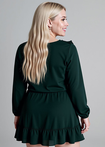 Темно-зеленое кэжуал платье на запах Sinsay однотонное