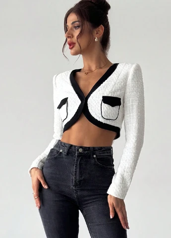 Белый женский жакет SHEIN колор блок - демисезонный