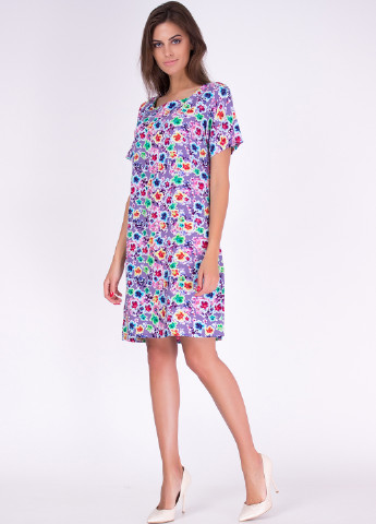 Фуксинова (кольору Фукія) кежуал сукня Adelin Fostayn з абстрактним візерунком