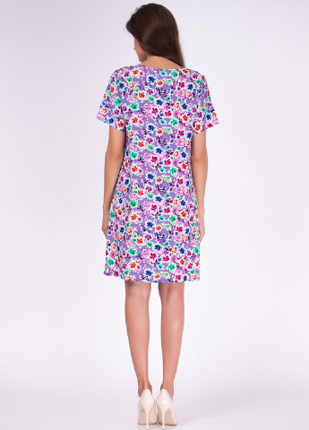 Фуксиновое (цвета Фуксия) кэжуал платье Adelin Fostayn с абстрактным узором