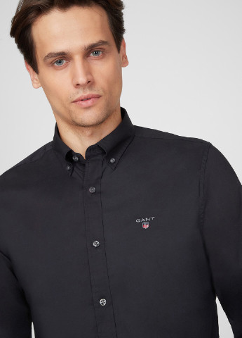 Черная кэжуал рубашка с логотипом Gant