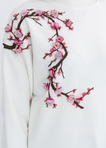 Білий світшот Nora Kvittin однотонний вишивка, аплікація (301079910)