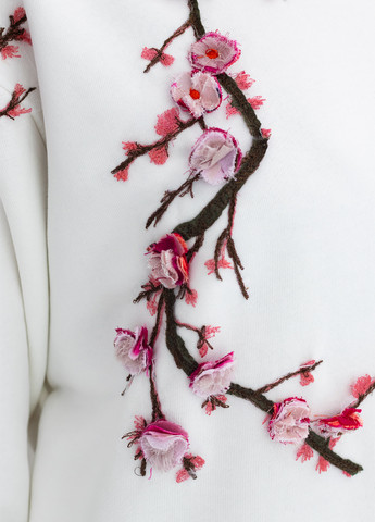 Білий світшот Nora Kvittin однотонний вишивка, аплікація (301079910)