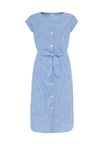 Голубое кэжуал платье Tom Tailor в полоску
