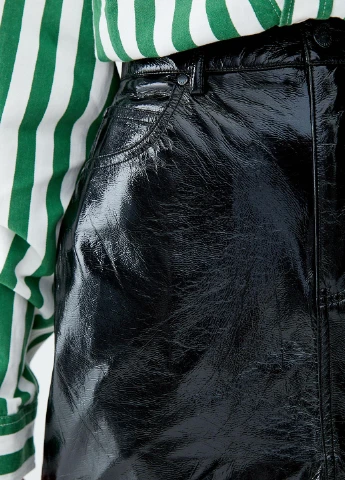 Черная кэжуал однотонная юбка Pull & Bear а-силуэта (трапеция)