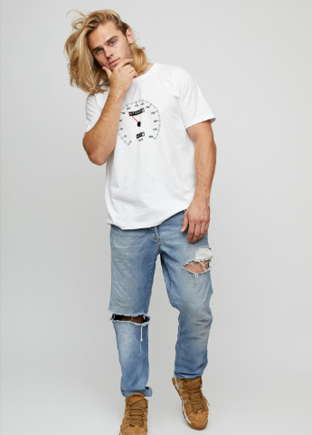 Біла футболка чоловіча basic /air print/ YAPPI