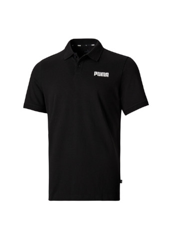 Поло Essentials Pique Men's Polo Shirt Puma однотонне чорне спортивне бавовна, еластан