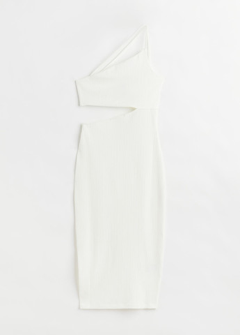 Белое кэжуал платье на одно плечо H&M однотонное