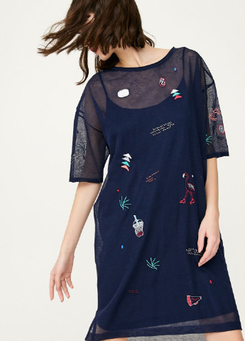 Темно-синее кэжуал платье платье-футболка Only однотонное