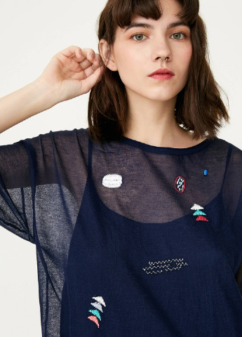 Темно-синее кэжуал платье платье-футболка Only однотонное