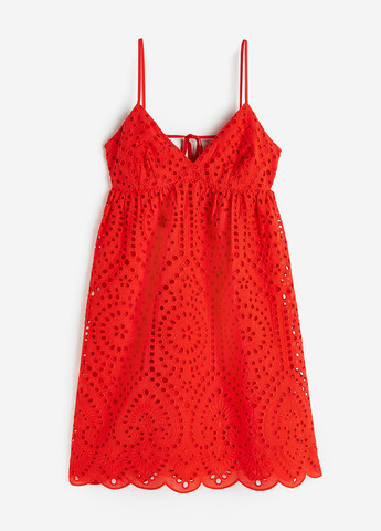 Красное кэжуал платье с открытой спиной H&M однотонное