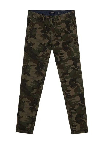 Хаки кэжуал демисезонные зауженные брюки Pull & Bear