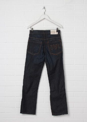 Темно-синие демисезонные прямые джинсы Roberto Cavalli Devils