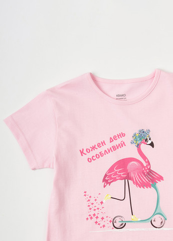 Розовая летняя футболка KRAKO