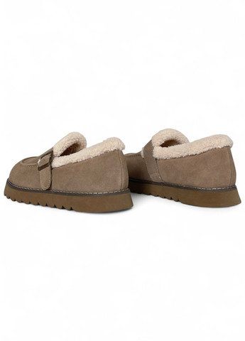 Серо-бежевые слипоны ALLSY с мехом однотонные