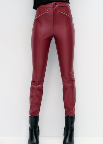 Красные кэжуал демисезонные зауженные брюки Zara