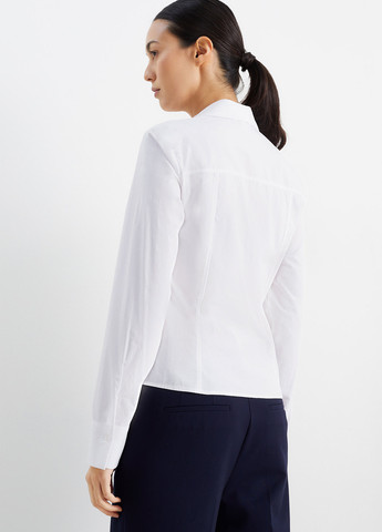 Белая кэжуал рубашка однотонная C&A