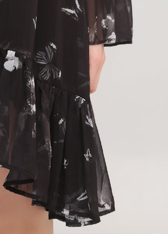Черное коктейльное платье а-силуэт Religion с цветочным принтом