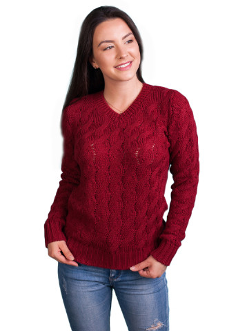 Бордовый демисезонный пуловер пуловер Bakhur