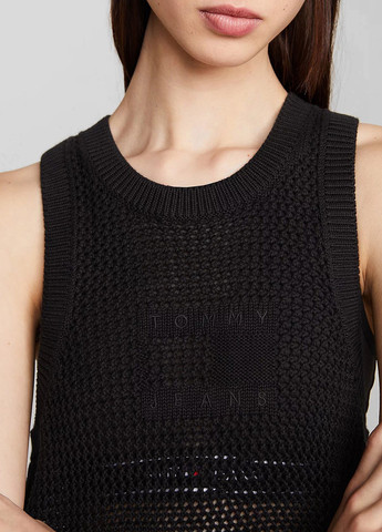 Чорна відвертий сукня футляр Tommy Jeans однотонна