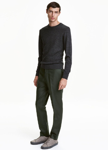 Темно-зеленые кэжуал демисезонные прямые брюки H&M