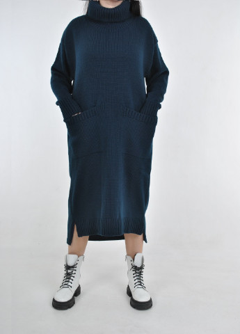 Темно-синее кэжуал вязаное макси платье Fashion Club однотонное