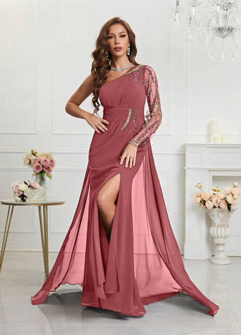 Розовое праздничный, вечернее платье SHEIN однотонное