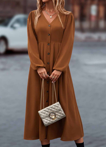 Коричнева кежуал сукня а-силует SHEIN однотонна