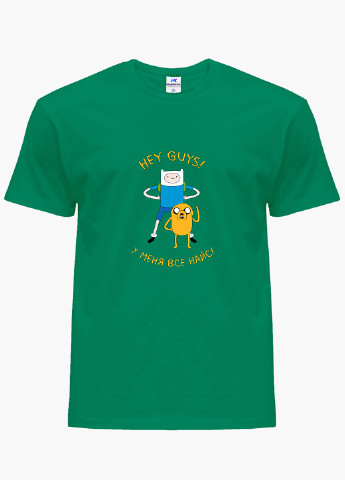 Зеленая демисезонная футболка детская финн и джейк пес время приключений (finn & jake the dog adventure time)(9224-1579) MobiPrint