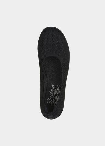 Женские балетки Skechers | чёрные однотонные без декора текстиль (363485453)