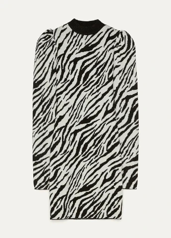 Черно-белое кэжуал платье футляр Bershka зебра