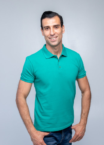 Зеленая футболка-футболка поло чоловіча для мужчин TvoePolo однотонная