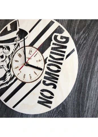 Безшумний настінний годинник з дерева круглий "NO SMOKING" 7Arts (253566452)