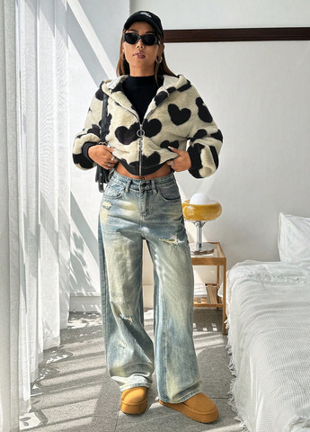 Кремова зимня куртка SHEIN