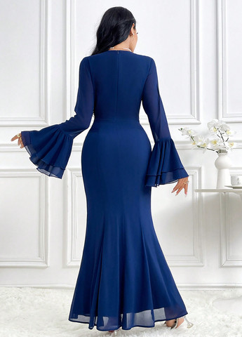 Синее вечернее, кэжуал платье годе SHEIN однотонное