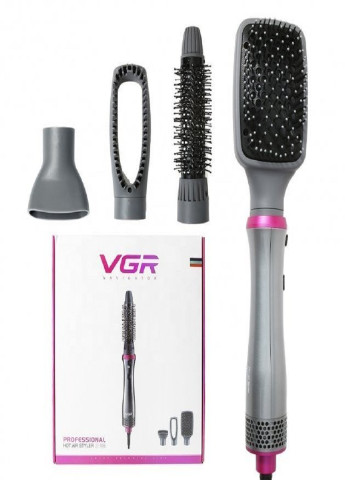 Профессиональный фен-щетка расческа стайлер для укладки волос многофункциональный 4в1 V-408 700Вт Серый VGR (254110777)