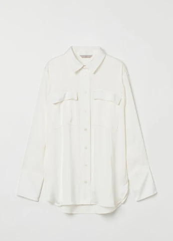 Белая кэжуал рубашка однотонная H&M